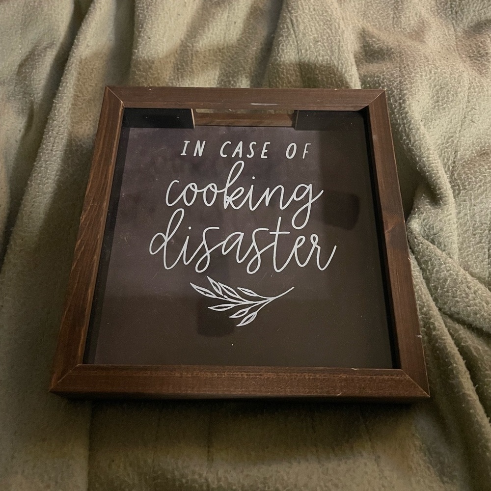 Wall Decor “In case of cooking disaster” Money Bank Wood 9x9in